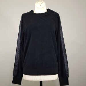 UNIQLO Black Micro Fleece Pullover S Nylon Stripe Techwear Sweatshirt Jumper